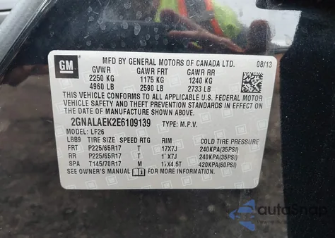 2014 Chevrolet Equinox Ls из США, поврежденный, VIN 2GNALAEK2E6109139